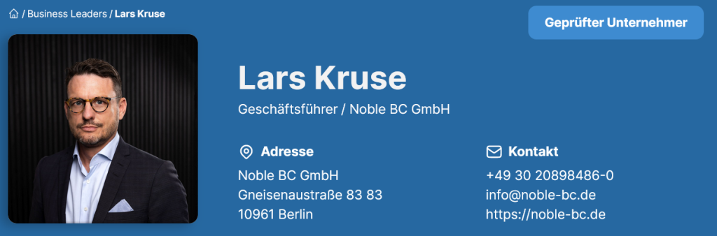 Lars Kruse - CEO Noble BC