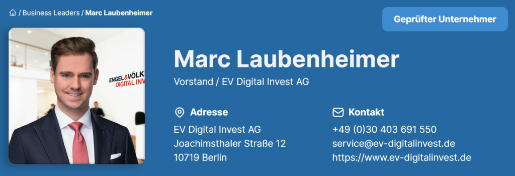 EV Digital Invest AG - Marc Laubenheimer - Vorstand