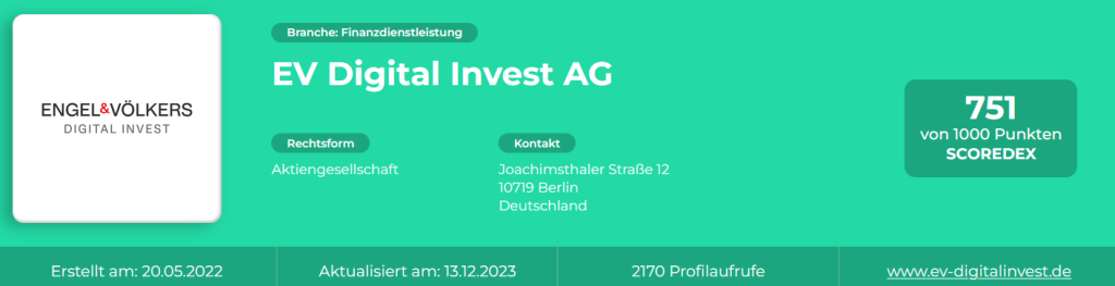 EV Digital Invest AG - Scoredex-Profil
