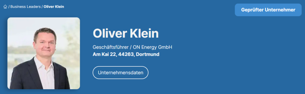 Dr. Oliver Klein - ON Energy GmbH (Business-Leaders)