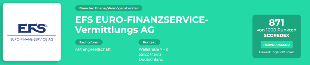 EFS Euro-Finanzservice Vermittlungs AG - Scoredex Bewertung