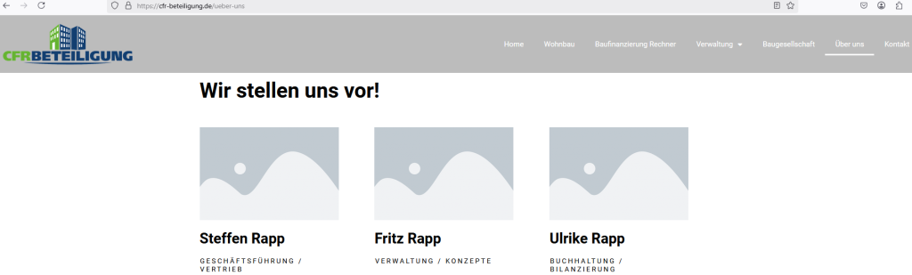 CFR-Projekt (Screenshot Webseite)