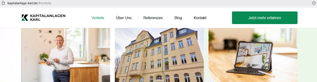 Kapitalanlagen.Karl - Capital Invest GmbH (Sreenshot Webseite)