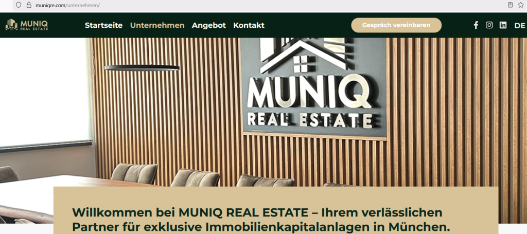 MUNIQ Real Estate GmbH (Screenshot)