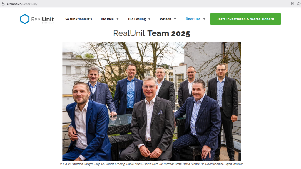 RealUnit (Screenshot Webseite)