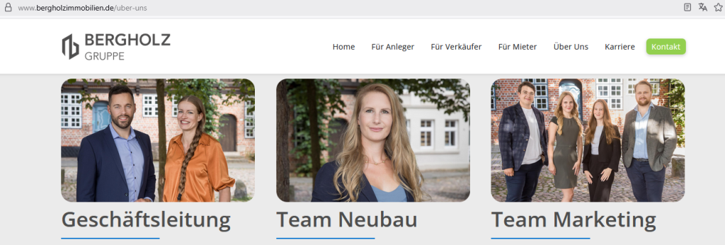 Bergholz Immobilien Management GmbH - Screenshot Webseite