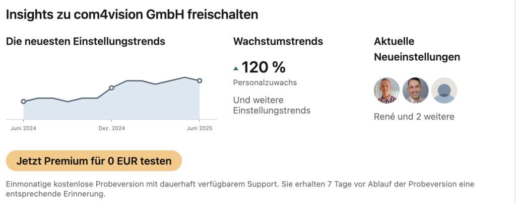 Auszug linkedin von com4vision GmbH