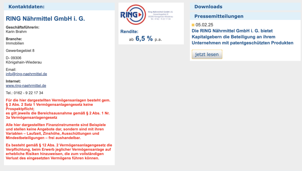 RING Nährmittel GmbH i.G.