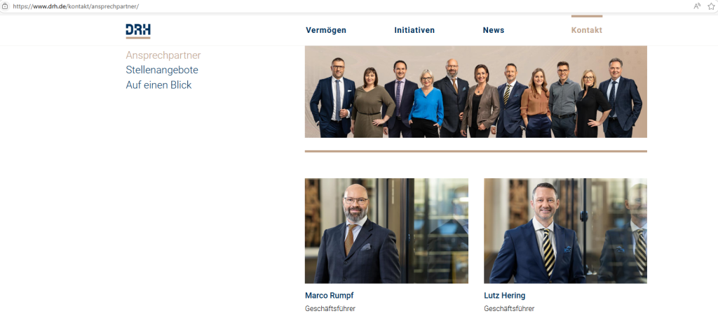 DRH Vermögensverwaltung GmbH - unabhängige Vermögensverwaltung und Family Office (Screenshot Webseite)