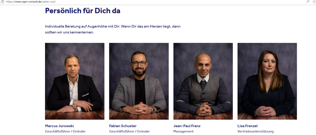 (Screenshot Webseite) CAPRI CONSULT GmbH