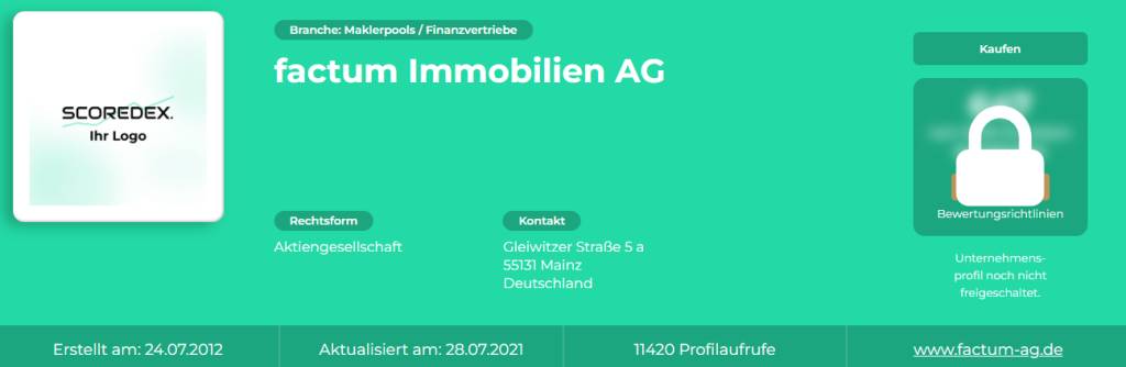 factum Immobilien AG - Scoredex Bewertung
