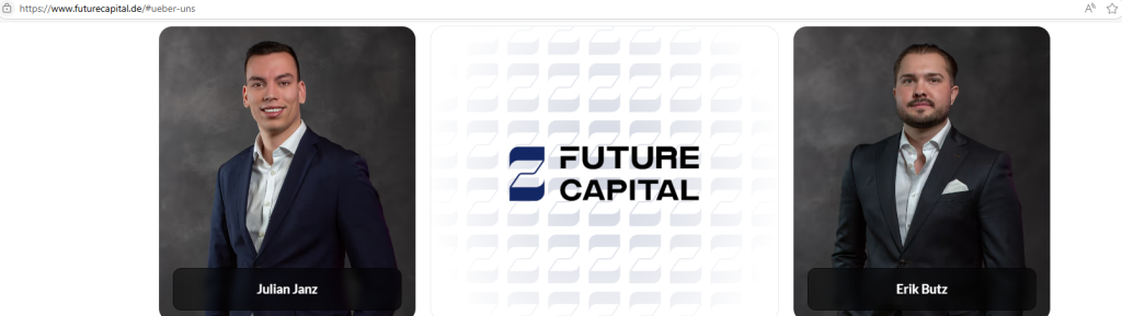 Future Capital GmbH i.G. - Management - Julian Janz und Erik Butz (Screenshot Webseite vom 23. Juni 2025)