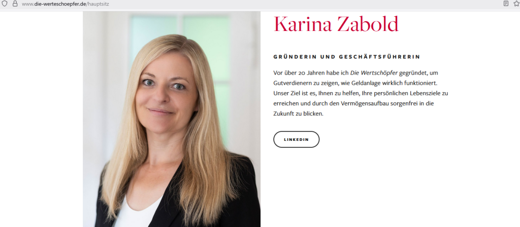 Die Werteschöpfer Finanz GmbH (Screenshot Webseite)