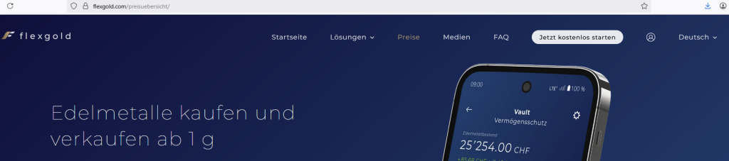 SOLIT Management Suisse GmbH und FlexGold im Check (Screenshot Webseite)