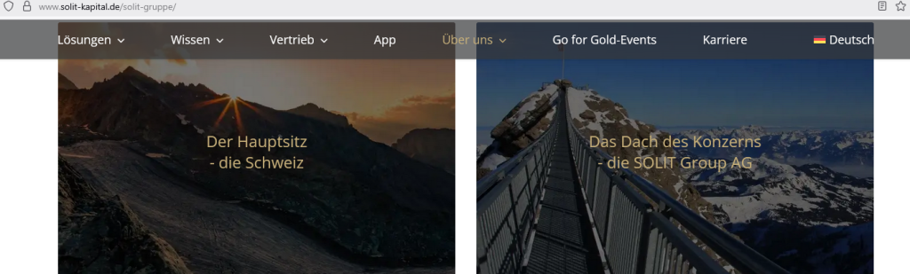 SOLIT Management Suisse GmbH und FlexGold im Check (Screenshot Webseite)