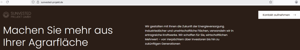 SUNVESTED GmbH - Screenshot Webseite vom 24. Juli 2025