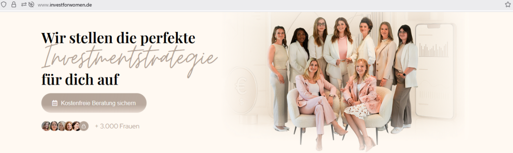 Investforwomen GmbH - Jenny Walter - Screenshot Webseite (Ausriss) vom 30. Juli 2025