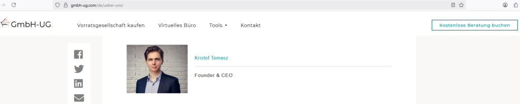 Formatera Service GmbH - Kristof Tomasz / Screenshot Webseite (Ausriss) vom 11. August 2025