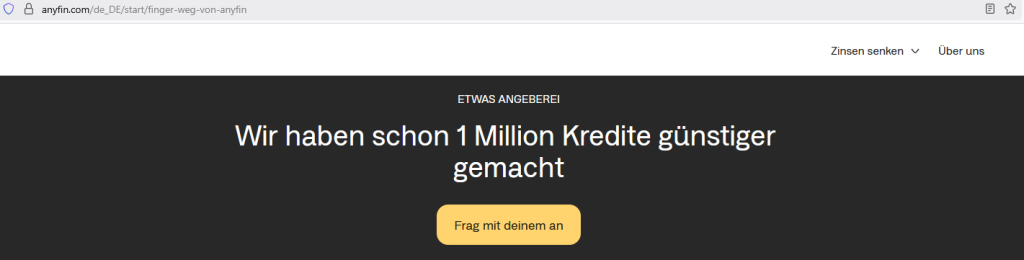 Anyfin Germany GmbH - Screenshot Webseite (Ausriss) vom 5. August 2025