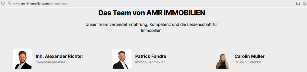 AMR IMMOBILIEN - Wohnimmobilien im Bodenseekreis / Screenshot Webseite (Auszug) vom 27.09.2025