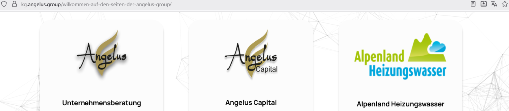 Angelus Group - Screenshot Webseite (Ausriß) vom 24 September 2025