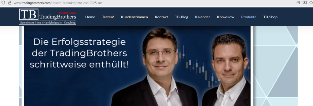 TradingBrothers-Projekt OSD - Elsner Research GmbH (Screenshot Webseite / Auszug vom 22.10.2025)