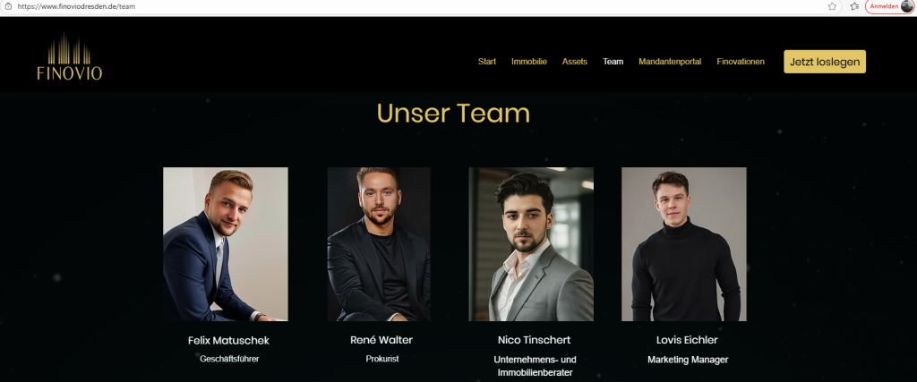Finovio GmbH (Screenshot Webseite / Ausriß vom 23. November 2025)