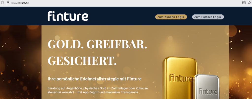FINTURE Edelmetallberatung - Screenshot Webseite (Ausriß) vom 26. November 2025