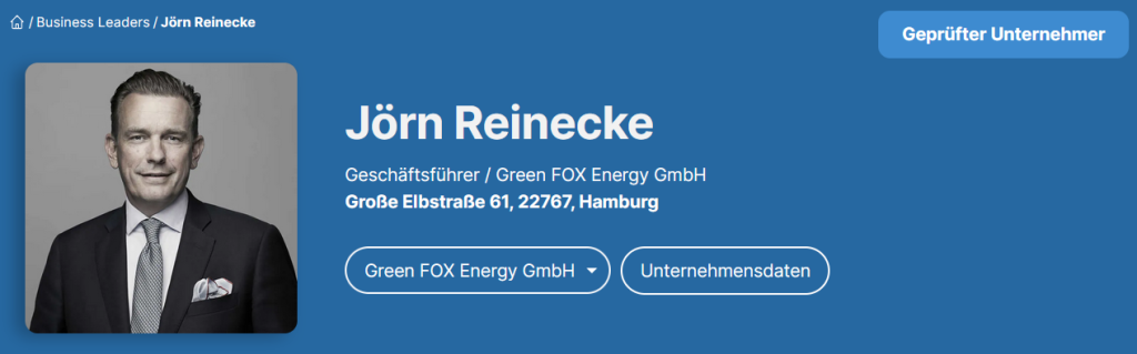 Jörn Reinecke - Geschäftsführer / Green FOX Energy GmbH (Business_leaders)
