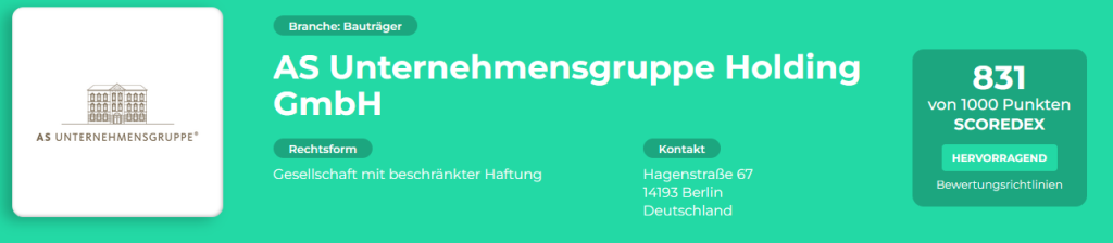 AS Unternehmensgruppe Holding GmbH - SCOREDEX Bewertung