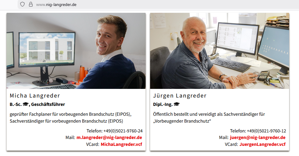 Nienburger Ingenieur GmbH - Langreder + Partner - Screenshot Webseite (Auszug vom 4 Januar 2026)