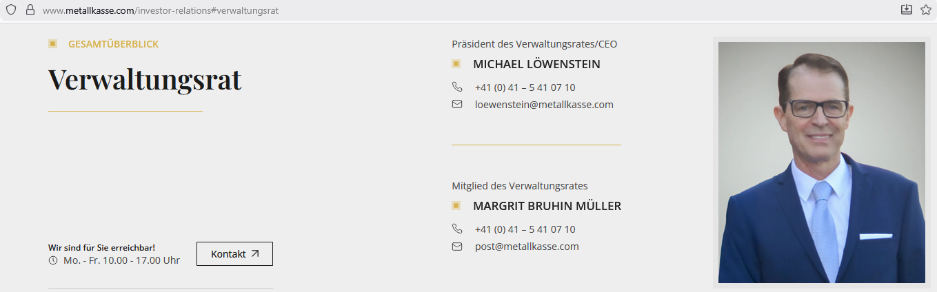 Screenshot Webseite Deutsche Metallkasse AG * Ausriß vom 19.01.2026