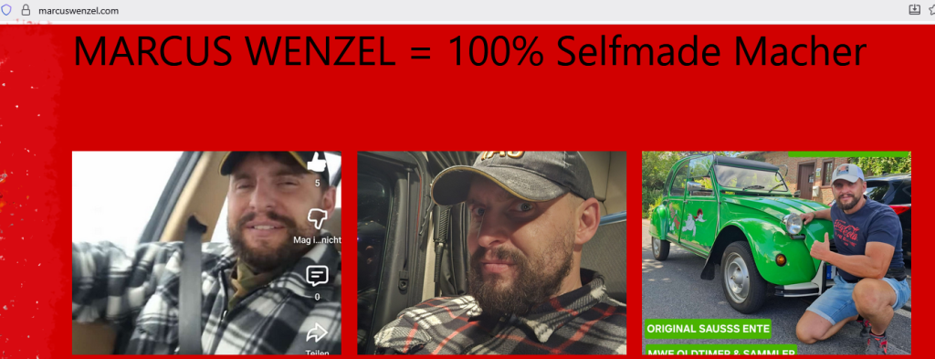 MARCUS WENZEL - Screenshot Webseite / Ausriß vom 6. Januar 2026