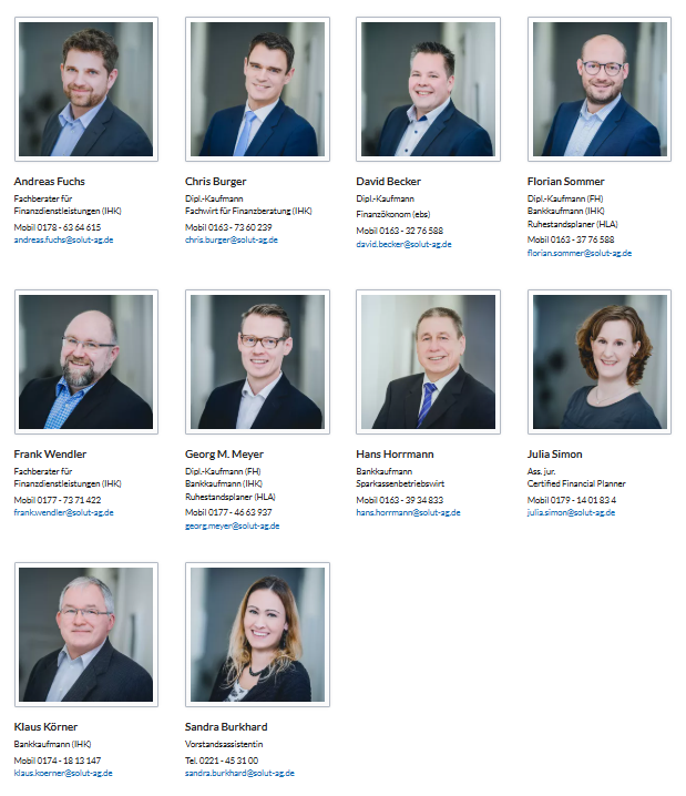 SOLUT Financial Consulting AG - Team Ausriss vom 23.02.26 SOLUT Financial Consulting AG - Team Ausriss vom 23.02.26