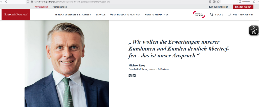 Screenshot Webseite Hoesch & Partner GmbH - Ausriß vom 18.02.2026