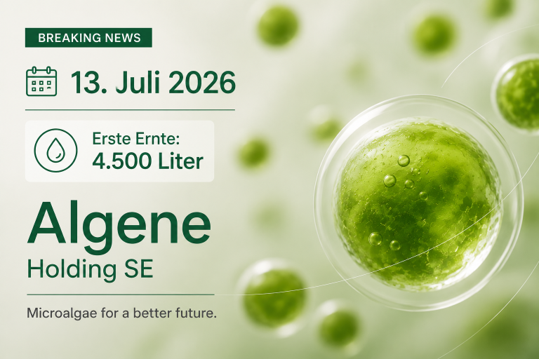 Algene startet Serienproduktion: Erste Ernte liefert 4.500 Liter hochwertige Mikroalgen