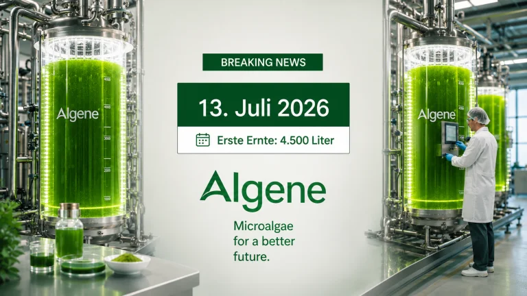 Algene startet Serienproduktion: Erste Ernte liefert 4.500 Liter hochwertige Mikroalgen