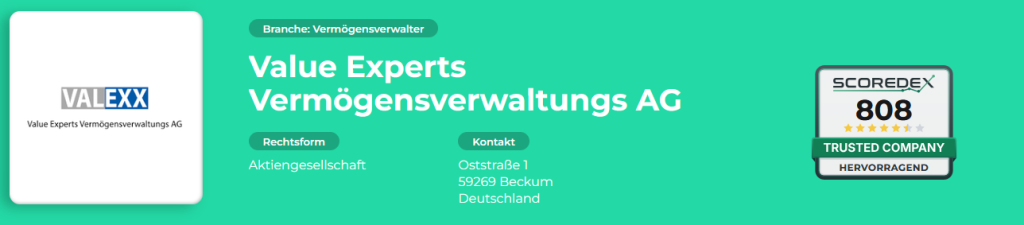 VALEXX AG - Value Experts Vermögensverwaltungs AG
