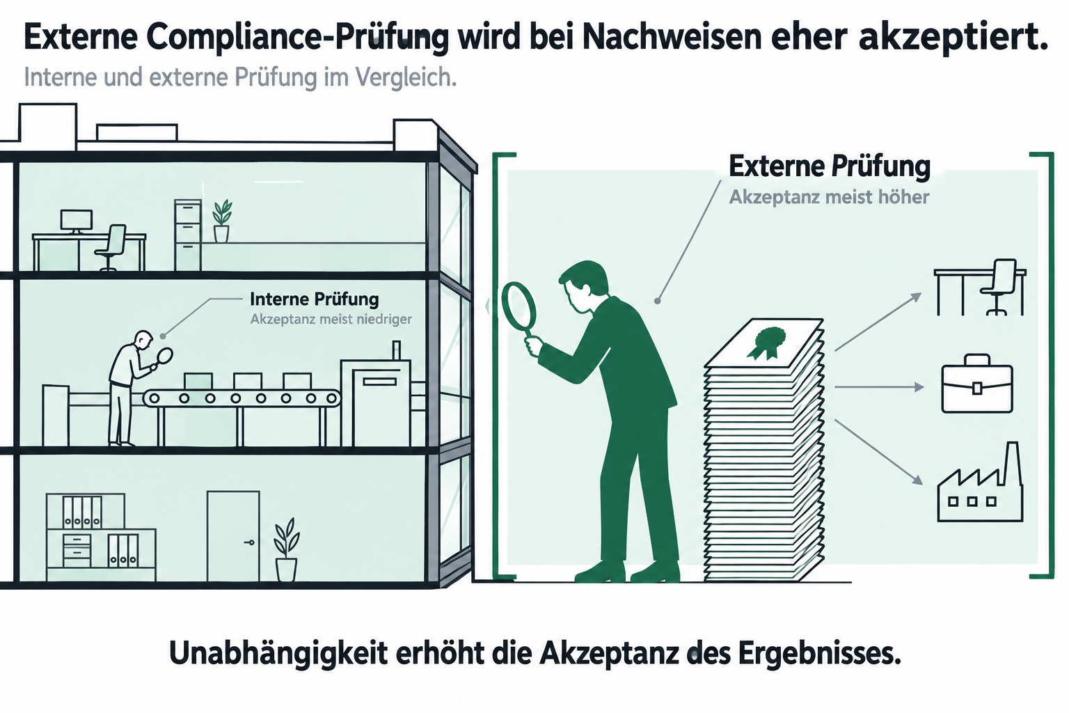 Vergleich der Akzeptanz: extern meist höher als intern