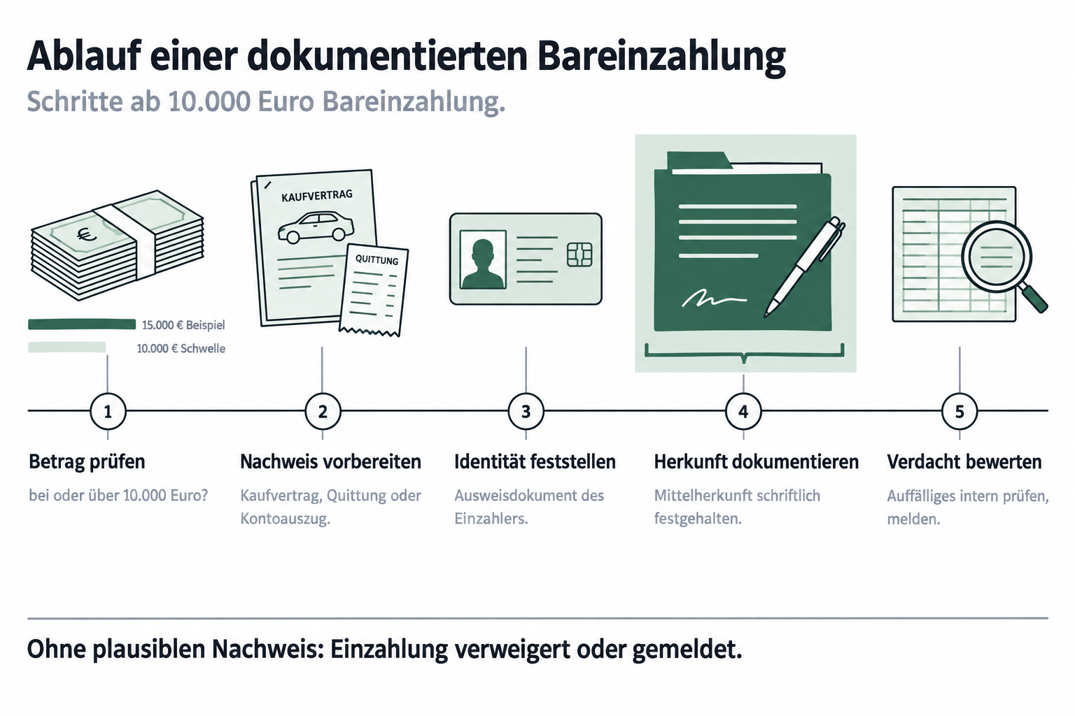Ablauf einer dokumentierten Bareinzahlung